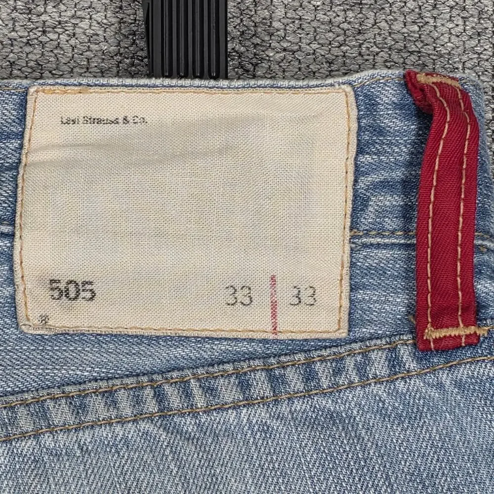 LEVI’S 505 RED LOOP – Y2K DISTRESSED STRAIGHT LEG LIGHT BLUE JEANS – MEN’S 33×33